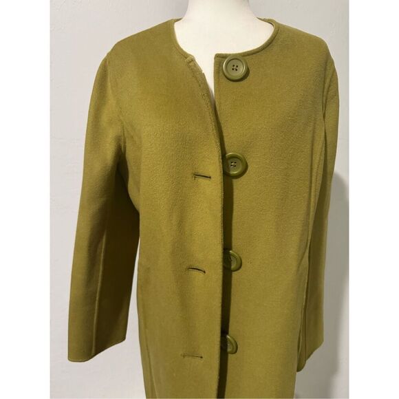Sutton studio green long coat button front wool cashmere blend 14 - Picture 4 of 6